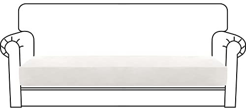 CHELZEN Samt Sofa Sitzkissenbezug, Hochelastischer Sitzbezug, Stretch Sofasitzbezug Schonbezug Schutz Sofabezug L-förmiger Ecksofas für Wohnzimmer (3 Sitzer, Weiß)