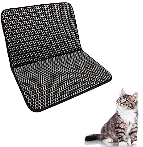 JVHLOV 70 x 55 cm Faltbar Katzenklo Matte, Katzenklo Vorleger Wasserdichte Doppelte Schichte Entwurf Bienenwabe Matte, Leicht zu Reinigen Katzenklo Unterleger