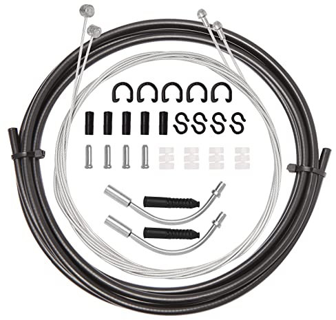 Universal Bike Brake Cable Housing Kit With 1 Set Bicycle Brake Line, 2 Pieces V Bike Brake Noodle Cable Guide Pipe and End Caps accessories for MTB Mountain Bike or Road Bikes Bicycle Cycling, Black