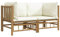 vidaXL Garten Ecksofa 2 STK., Gartensofa mit Cremeweißen Kissen, Modular Sofa Garnitur für Garten Terrasse, Gartenmöbel Sitzgruppe Loungemöbel, Bambus