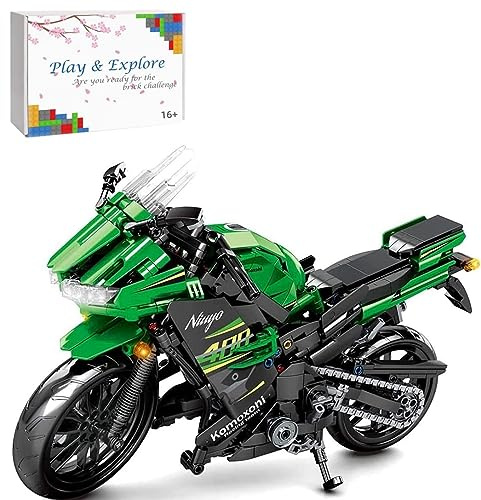 Technic Motorcycle Building Kits for Kawasaki Ninja 400, 862Pcs Technic Motorbike Construction Toys, MOC Super Motorbike Building Kit, Compatible with Major Brands