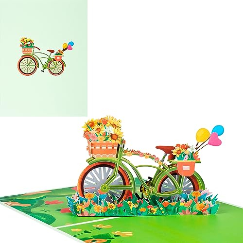 3D Geburtstagskarte,Pop up Fahrrad Grußkarte mit Umschlag zur Verwendung als Ermutigungskarten,Abschlusskarten,Trostkarten,Dankeskarten Grün