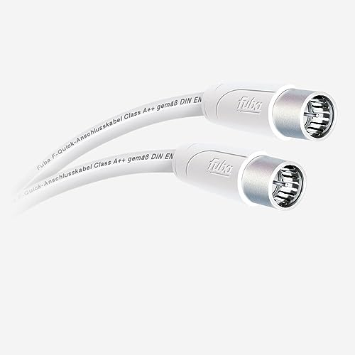 Fuba AFQ 300 Antennenkabel 3m weiß - 4-fach geschirmt 130dB - HDTV UHD 4K 8K - F-Anschlusskabel Koaxialkabel F-Quick Stecker (für DVB-S2-Receiver/TV-Geräte, Router, DAB+ Radios)