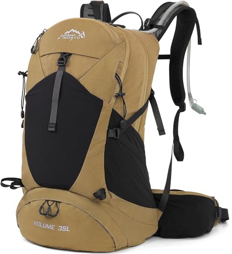 IX INOXTO Wanderrucksack, wasserdichter Wanderrucksack mit 3 l Wasserblase und Regenschutz, leichter Reiserucksack für Damen und Herren (Khaki)
