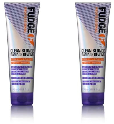 Fudge Professional Clean Blonde Damage Rewind Conditioner, Intense Purple Toning for Blonde Hair, Bond Repair Technology, Sulfate Free, 250 ml (Pack of 2)