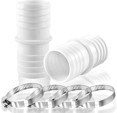 Pool Schlauchverbinder 38mm,2 Pcs Poolschlauch Verbinder 38mm,Pool Adapter mit 4 Edelstahl Schlauchschellen,Pool Schlauchadapter Doppelschlauchtülle