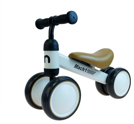 Mach1 Mini Kinder Kleinkinder Laufrad | von 1-3 Jahre | 4 weiche leise Räder | Lauflernrad Kinderlaufrad Rutscher (Creme Weiß - braun)