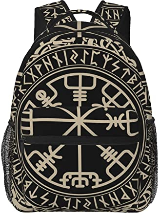 Schwarzer Rucksack mit keltischem Wikinger-Design, magisch, stilvoll, lässig, für Damen, personalisierbar, Laptop-Rucksäcke mit mehreren Taschen, Computer-Tagesrucksack für Arbeit, Business, Reisen,