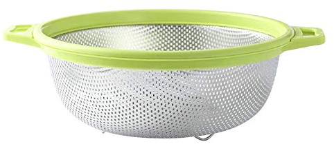 Hanabitx Stainless Steel Colander with Handle and Legs Large Metal Green Strainer for Pasta Berry Veggies Fruits Noodles Salads