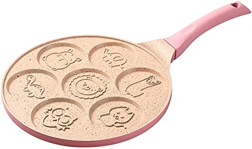 WBDHEHHD Pancake Pan Omelet Pan Pancake Pan with 7 Animal Face Designs, Frying Pan,Mini Pancake Maker for Baking Cake, Surface & Comfortable Handle Frying pan Wok