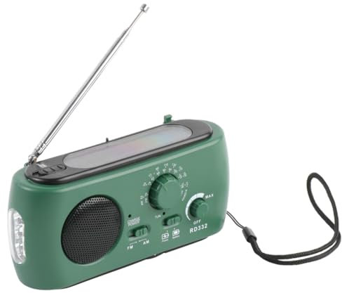 KONTONTY Radio Portátil Solar De Emergencia con Linterna Led Y Cargador USB Radio Am FM De Manivela para Camping Y Supervivencia Linterna De Poder