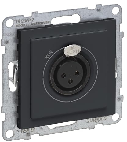 LEGRAND, SEANO XLR-Dose 3-polig weiblich, Einsatz inklusive Abdeckung, Schraubklemmen: 0,5 mm², Farbe: Anthrazit, 765461