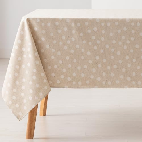 GAMUSI Mantel Antimanchas Mesa Rectangular Puntos pequeños Liso Jacquard Impermeable 140x100 cm, Tacto Tela, Color Gris Claro