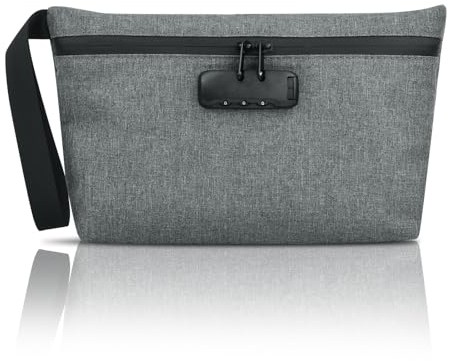 Geruchsdichte Tasche mit Zahlenschloss,Aufbewahrungsbeutel mit Versiegelte Reißverschlüsse,Eruchsdichte Aufbewahrungstasche für Reisen,Wasserdicht,Carbon Gefüttert,32 * 20 cm,Grau