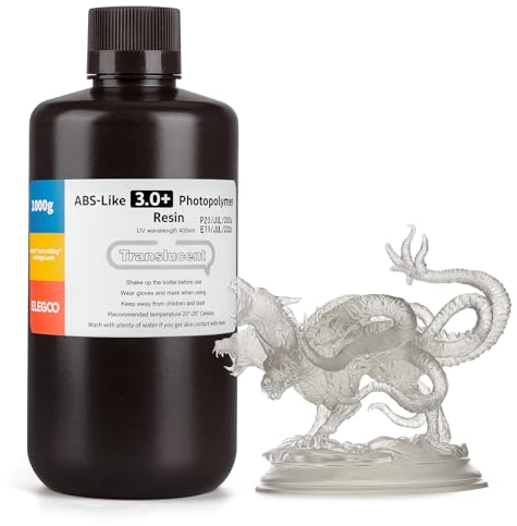 ELEGOO ABS-Like Resin 3.0 Plus, Verbessertes 3D-Drucker Photopolymer Harz, Höhere Hitzebeständigkeit, Schnelle Aushärtung, Hohe Präzision, Nicht Spröde, Transluzent 1000g