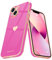 Teageo for iPhone 13 Case Cute Heart Pattern for Women Girls Slim Luxury Bling Plating Soft TPU Anti-Scratch Shockproof Bumper Phone Case for iPhone 13, Rose Pink