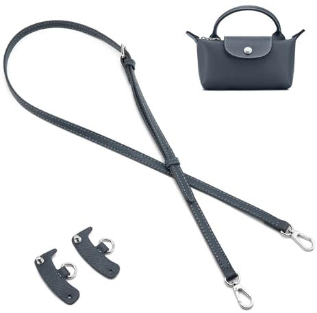 QIUTIMIY Leder-Handtaschengurt, Ersatz-Schultertaschengurte für Longchamp-Geldbörsen, Verstellbarer Crossbody-Schultergurt(Grau Silberne Schnalle)