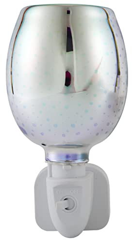 Elantoexis Fragrance Warmer Plug-in Safe Aromatherapy Heater Glass Wax Melt Warmer with 3D Fire-Work Effect Night Light UK Plug