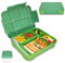 XJIANFU Brotdose Kinder mit Fächern,1300ml Auslaufsichere Bento-Box, Kinder-Lunchbox,Auslaufsicher Fächern,Jausenbox Brotbox für,Mädchen & Jungen,Mikrowelle/spülmaschinenfes(1300ML/Green)