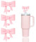 3 Stück Rosafarbener Bow Strohhalm Abdeckung für Stanley Cup 30&40oz,Silikon Trinkglas Deckel, Wiederverwendbare 10mm Strohhalm Schutzkappe für Stanley Tumbler Becher (Rosa)