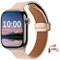 SeNool PU Leather Strap for Apple Watch 38mm 40mm 41mm 42mm Series 10/9/8/7/6/5/4/3/2/1, Men and Women Magnetic PU Leather Replacement Watch Bands for iWatch SE/SE 2 - Pink