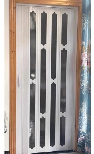 CHZDPP Teleskop-Falttüren Anpassbare PVC-Schiebe-Akkordeon-Türen für Schlafzimmer Büro, Faltende Scheunentür, Kleine/große Größe Raumteiler Schiebetür für Küche Bad(2.7x7.5ft/82x228cm)