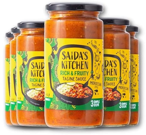 Saida's Kitchen | Rich & Fruity Moroccan Tagine Cook-in Sauce 6 x 370g jar. Authentic Gluten free, Vegan, ready to serve sauce with No added sugars