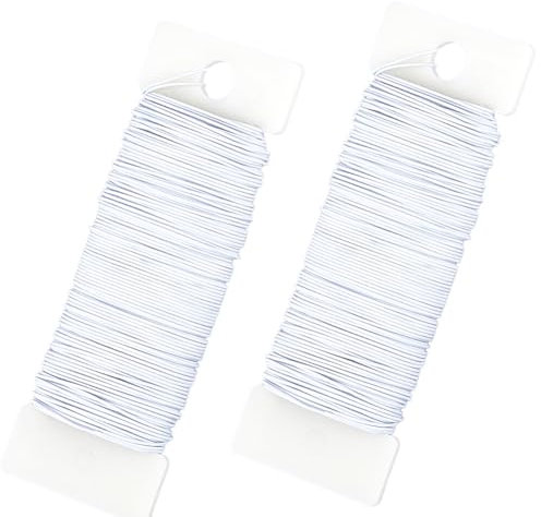 SUNNYCLUE 2 rotoli 76.6 yard Filo Metallico Bianco Rotolo di Filo Floreale Calibro 21 ferro Flessibile Pagaia Fiorista Ghirlanda Giardino Ghirlanda Composizione Floreale Legare Fili per Albero di Nata