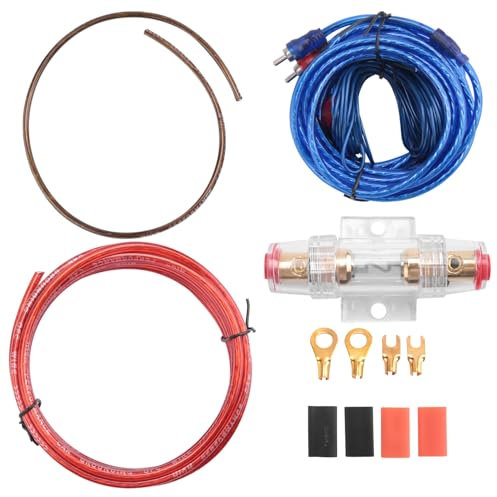 Asyduey 1500W Car Amplifier Installation Wiring Harness Kit 8GA Audio Amplifier Subwoofer Power Cable