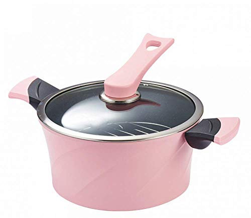 Stock Pot Korean Medical Stone Non Stick Soup Pot Double Ear Non Stick Pot Household Steamer Stew Pot Multipurpose Stock Pot -Pink