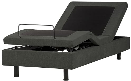 Beliani Cama articulada eléctrica Moderna Mando a Distancia Ajustable sin cabecero poliéster Gris Oscuro 90 x 200 cm Castellan