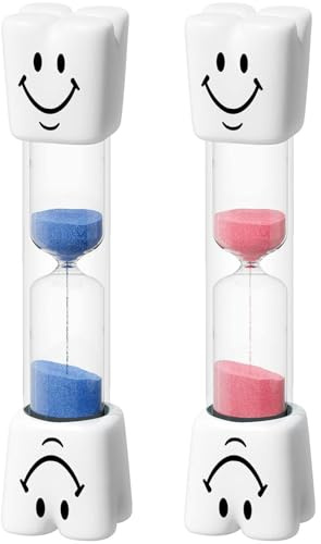 2 Stück Sanduhr Zähneputzen Kinder mit Lächelnden,Sanduhr 3 Minuten für Zähneputzen, Zwei Zahnputzuhr Kinder mit Lächelnden,3 Minuten Sanduhren Set für Kinders, für Büro, Home