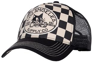 King Kerosin Herren Retro Trucker Cap Mit Dragster Stickerei – Mit Netzrücken, Gebogenem Schirm & Motorsport Statement – Atmungsaktiv Los Angeles Supply Co