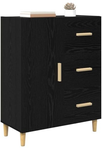 vidaXL Sideboard Black oak 34 x 69.5 x 90 cm Engineered wood, Living Room, Modern Storage Unit, Rectangular Cabinet, Multi-Purpose Organizer, Streamlined Sideboard for Home Decor