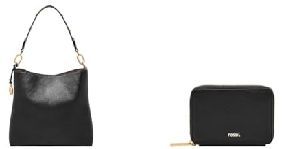 Fossil Damen Jessie Schwarze Ledertasche und Logan Geldbörse, Set