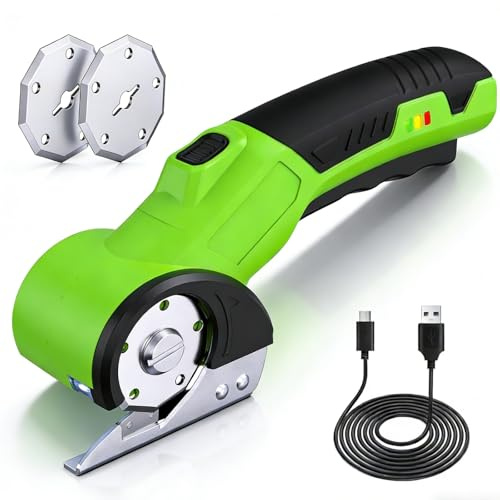Elektrischer Kartonschneider, 4.2v Kabellose Rollschneider Elektrische Schere Karton Schneider Akkuschere, Wiederaufladbar Universalschneider Rotationsschneider FüR Papier, Pappe, Teppich, Leder