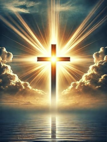 Diamond Painting Kreuz 5D, Diamond Painting Erwachsene Set Komplett, DIY Diamant Painting Bilder für Anfänger, Religiöse Jesus Kreuz Wanddekoration Wohnzimmer Schlafzimmer und als Geschenk 30x40cm