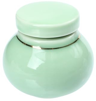 UKCOCO Pot Hermétique en Céramique Verte pour Poudre Médicinale et Thé Parfumé, Design Classique, Facile à Nettoyer, Rangement à Domicile