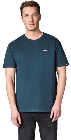 Ragwear Herren Boxy T-Shirt aus GOTS-zertifizierter Bio-Baumwolle (Heavy Weight) mit Rippkragen und Rennwagen-Stickerei Samms G GOTS YOUMODO Petrol Gr. 4XL