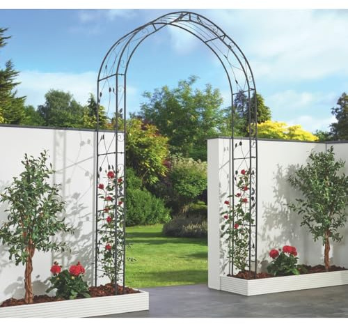 Rosenbogen LINA Schwarz Stahl | Gartenbogen Metall Rankhilfe Rosenhilfe