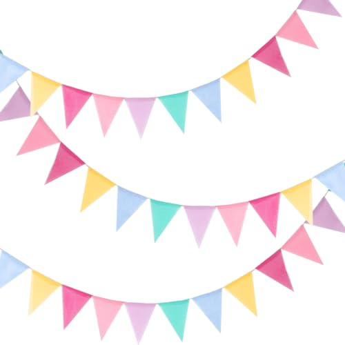 12M Wimpelkette Outdoor Wetterfest (36 Wimpel) Bunte Stoff Girlande aus Jute im Boho-Stil – Wiederverwendbare Deko für Einschulung Party, Festival Zubehör, Garten, Geburtstag & Hochzeit
