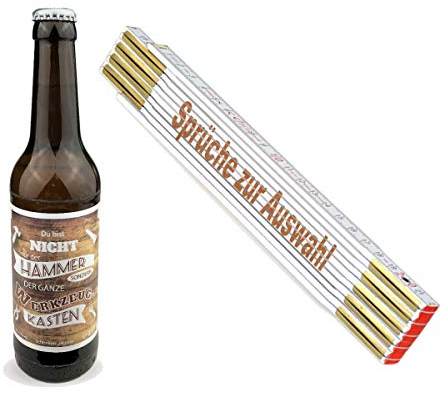 2-teiliges Geschenkset Handwerker-Bier Zollstock Gravur: 60 und fetzig