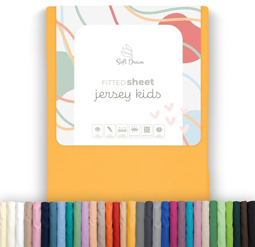 Soft Dream Spannbettlaken 80x180 cm Baumwolle Jersey | Sonnig | Steghöhe 20 cm | 150 g/m² | gekämmte Baumwolle | OEKO-TEX Standard 100
