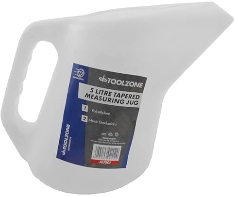 TZ 5 Litre Tapered Measuring Jug - White, Polyethylene (PE), Easy Pouring, Diesel