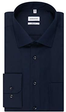 Seidensticker Herren Mens Regular Longsleeve Cotton Businesshemd, Dunkelblau(193650), 45 EU