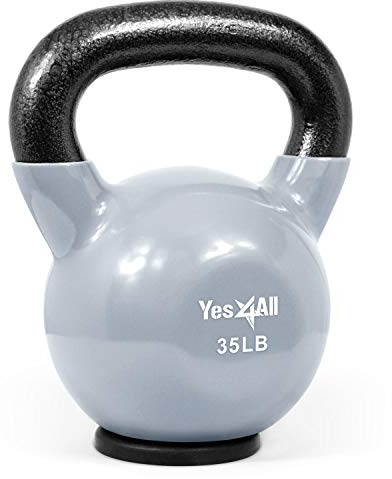 Yes4All T1XL Kettlebell aus Gusseisen mit Vinylbeschichtung und Gummifuß, 15.8 kg