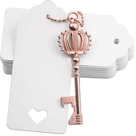 Makhry 52pcs Crown Shape Vintage Key Bottle Openers Wedding Favors Party Favor for Guest Souvenir Gift Set with Escort Thank You Tags and Keychain (Rose Gold)