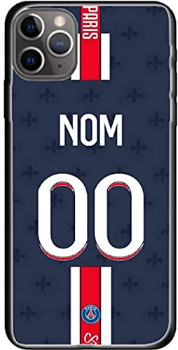 Coque Football Personnalisable Paris Domicile Saison 2021/2022 Bord Noir TPU Silicone à Personnaliser avec nom et numéro au Choix. Housse de Foot pour Smartphone personnalisée et fabriquée en France.