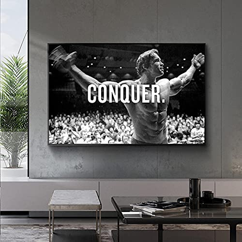 XXL Bilder auf Leinwand Arnold Schwarzenegger Bodybuilding Leinwandbild 1 Wandbild Kunstdruck Bild Wandbilder Wohnzimmer 1 Teilig Wanddeko （Rahmenlos 120x80cm）