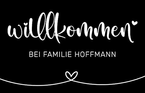 Personalisierte Fußmatte | Fußmatte Familie personalisiert | Fußmatte für Paare & Familien | Heimathafen | Herzdesign (Willkommen)